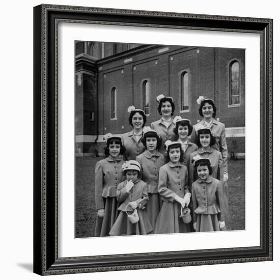 The Ten Daughters Modelling their New Easter Wear-Nina Leen-Framed Photographic Print