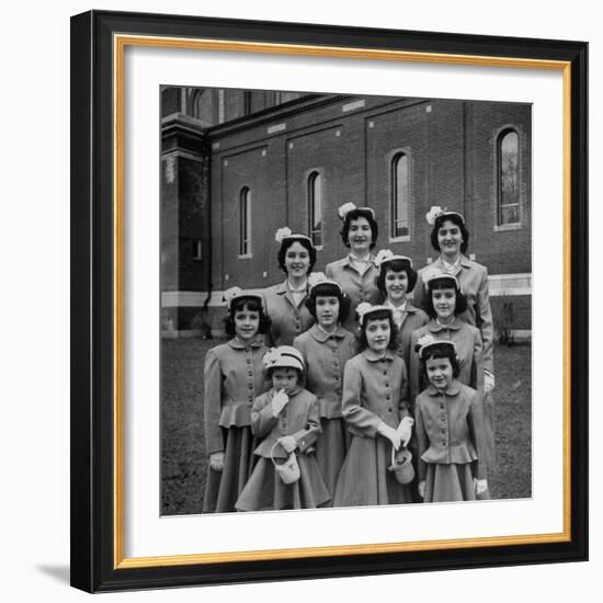 The Ten Daughters Modelling their New Easter Wear-Nina Leen-Framed Photographic Print