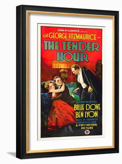 THE TENDER HOUR, l-r: Billie Dove, Ben Lyon, Montagu Love on poster art, 1927.-null-Framed Art Print