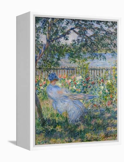 The Terrace at Vétheuil-Claude Monet-Framed Premier Image Canvas