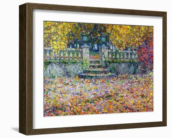 The Terrace in the Autumn, Gerberoy, 1922-Henri Eugene Augustin Le Sidaner-Framed Giclee Print