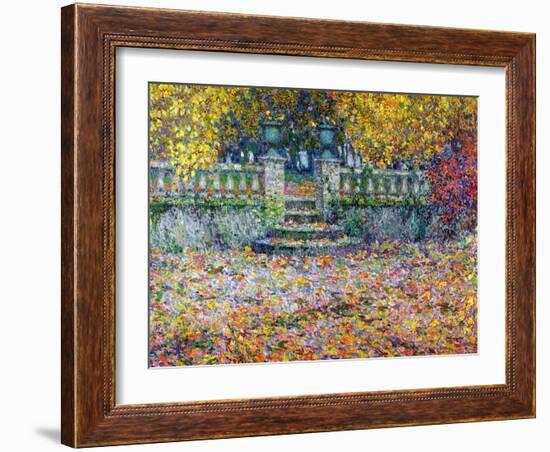 The Terrace in the Autumn, Gerberoy, 1922-Henri Eugene Augustin Le Sidaner-Framed Giclee Print