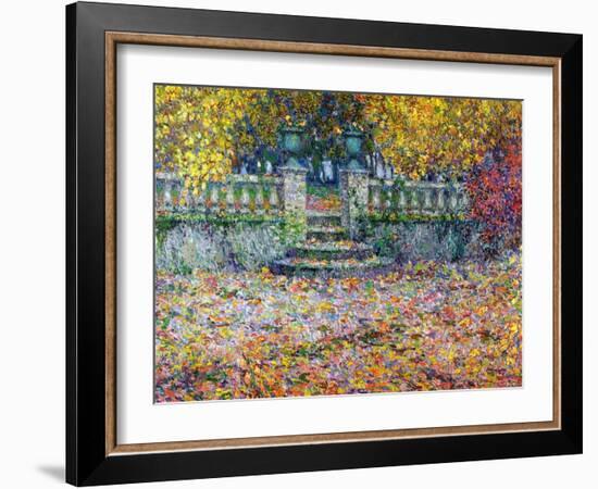 The Terrace in the Autumn, Gerberoy, 1922-Henri Eugene Augustin Le Sidaner-Framed Giclee Print