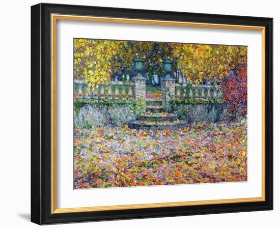 The Terrace in the Autumn, Gerberoy, 1922-Henri Eugene Augustin Le Sidaner-Framed Giclee Print