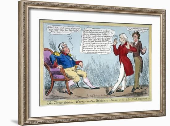 The Terror-Stricken, Horror-Smitten Minister's Advice, or the R[Oya]L Visit Postponed, 1830-null-Framed Giclee Print