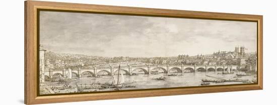 The Thames and Westminster Bridge from the North-Canaletto-Framed Stretched Canvas