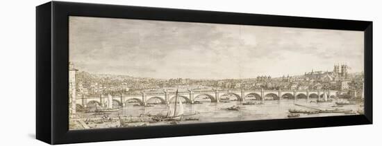 The Thames and Westminster Bridge from the North-Canaletto-Framed Stretched Canvas