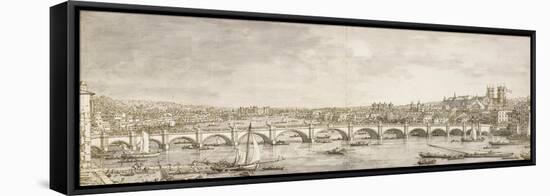 The Thames and Westminster Bridge from the North-Canaletto-Framed Stretched Canvas