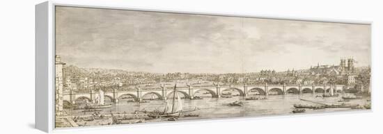 The Thames and Westminster Bridge from the North-Canaletto-Framed Stretched Canvas