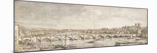 The Thames and Westminster Bridge from the North-Canaletto-Mounted Art Print