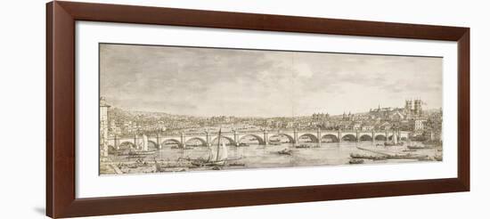 The Thames and Westminster Bridge from the North-Canaletto-Framed Art Print