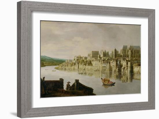 The Thames at Westminster Stairs, C.1630 (Oil on Panel)-Claude de Jongh-Framed Giclee Print