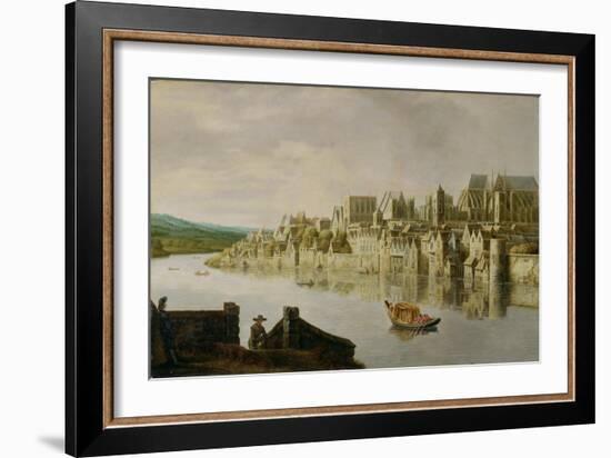 The Thames at Westminster Stairs, C.1630 (Oil on Panel)-Claude de Jongh-Framed Giclee Print