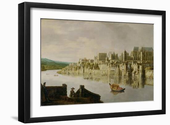 The Thames at Westminster Stairs, C.1630 (Oil on Panel)-Claude de Jongh-Framed Giclee Print