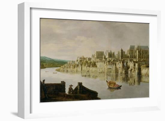 The Thames at Westminster Stairs, C.1630 (Oil on Panel)-Claude de Jongh-Framed Giclee Print