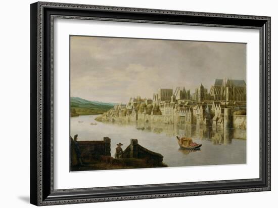 The Thames at Westminster Stairs, C.1630 (Oil on Panel)-Claude de Jongh-Framed Giclee Print