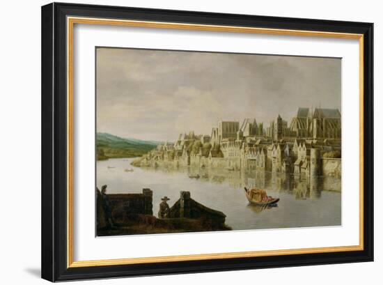 The Thames at Westminster Stairs, C.1630 (Oil on Panel)-Claude de Jongh-Framed Giclee Print