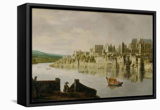 The Thames at Westminster Stairs, C.1630 (Oil on Panel)-Claude de Jongh-Framed Premier Image Canvas