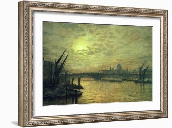 The Thames by Moonlight with Southwark Bridge, 1884-John Atkinson Grimshaw-Framed Giclee Print