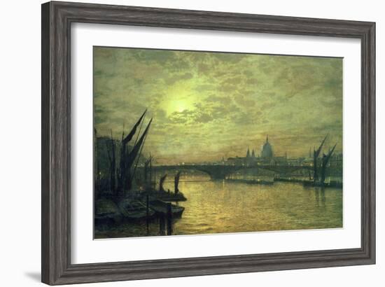 The Thames by Moonlight with Southwark Bridge, 1884-John Atkinson Grimshaw-Framed Giclee Print