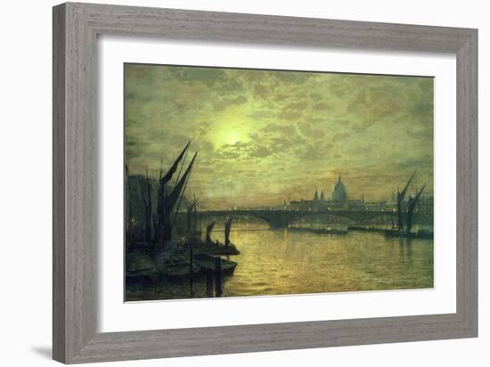 The Thames by Moonlight with Southwark Bridge, 1884-John Atkinson Grimshaw-Framed Giclee Print