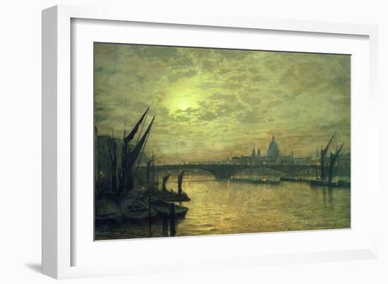 The Thames by Moonlight with Southwark Bridge, 1884-John Atkinson Grimshaw-Framed Giclee Print