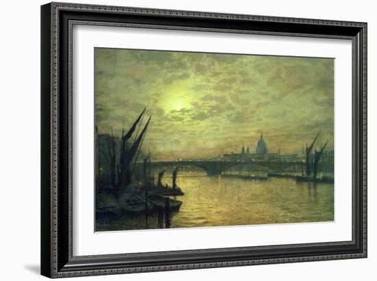 The Thames by Moonlight with Southwark Bridge, 1884-John Atkinson Grimshaw-Framed Giclee Print