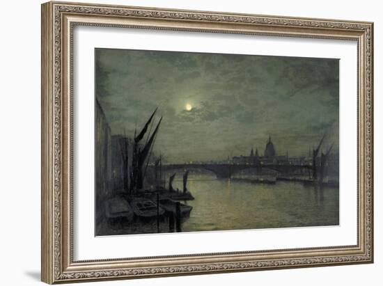 The Thames by Moonlight with Southwark Bridge, 1884-John Atkinson Grimshaw-Framed Giclee Print