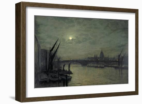 The Thames by Moonlight with Southwark Bridge, 1884-John Atkinson Grimshaw-Framed Giclee Print