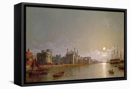 The Thames by Moonlight with Traitors' Gate and the Tower of London-Henry Pether-Framed Premier Image Canvas