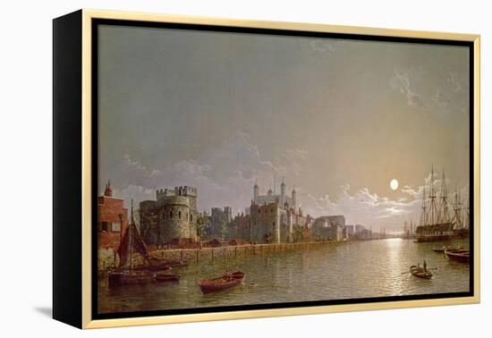 The Thames by Moonlight with Traitors' Gate and the Tower of London-Henry Pether-Framed Premier Image Canvas