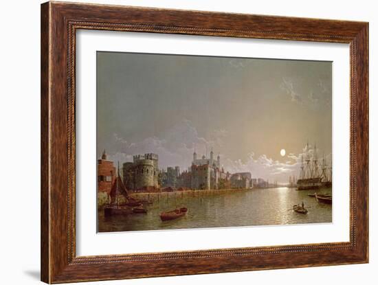 The Thames by Moonlight with Traitors' Gate and the Tower of London-Henry Pether-Framed Giclee Print