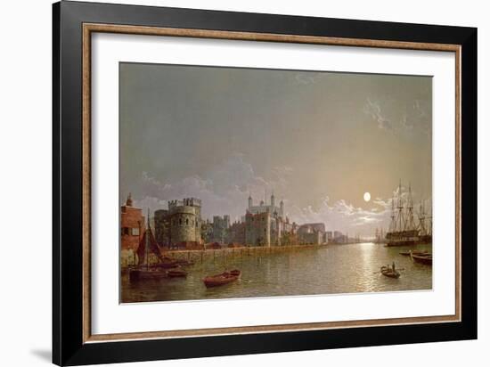 The Thames by Moonlight with Traitors' Gate and the Tower of London-Henry Pether-Framed Giclee Print