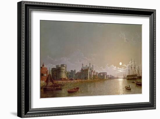 The Thames by Moonlight with Traitors' Gate and the Tower of London-Henry Pether-Framed Giclee Print