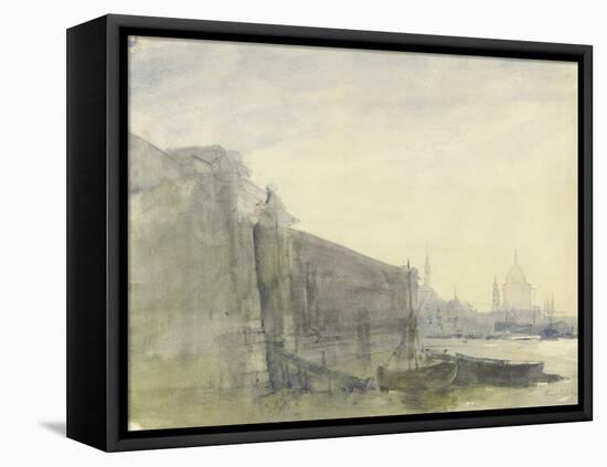 The Thames, Early Morning, Toward St. Paul'S, C.1849 (W/C with Graphite on Paper)-John William Inchbold-Framed Premier Image Canvas