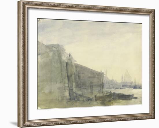 The Thames, Early Morning, Toward St. Paul'S, C.1849 (W/C with Graphite on Paper)-John William Inchbold-Framed Giclee Print
