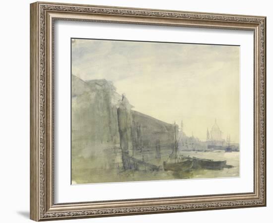 The Thames, Early Morning, Toward St. Paul'S, C.1849 (W/C with Graphite on Paper)-John William Inchbold-Framed Giclee Print