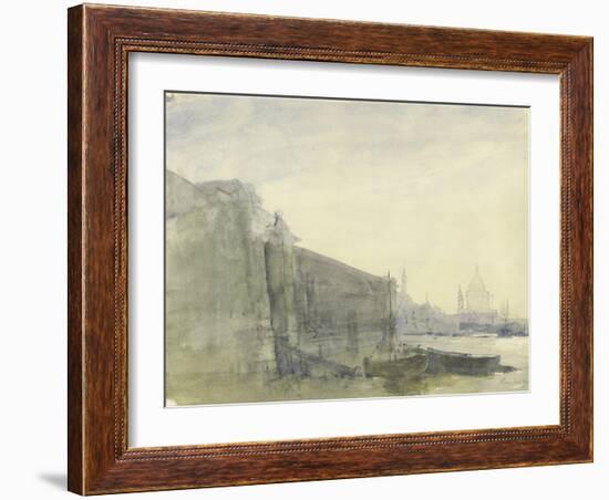 The Thames, Early Morning, Toward St. Paul'S, C.1849 (W/C with Graphite on Paper)-John William Inchbold-Framed Giclee Print