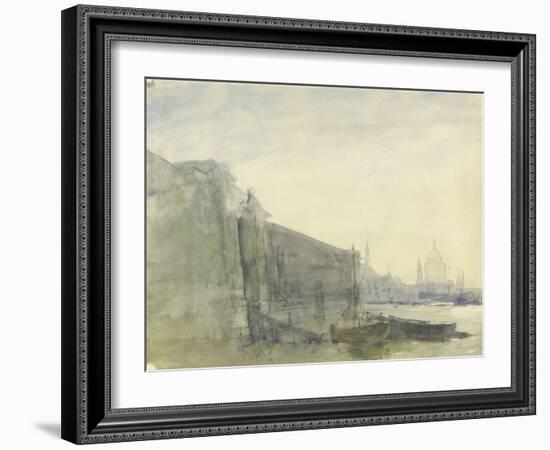 The Thames, Early Morning, Toward St. Paul'S, C.1849 (W/C with Graphite on Paper)-John William Inchbold-Framed Giclee Print