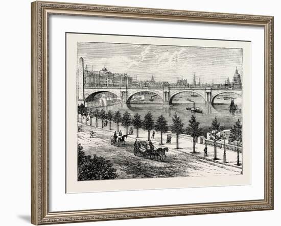 The Thames Embankment and Waterloo Bridge 1895-null-Framed Giclee Print