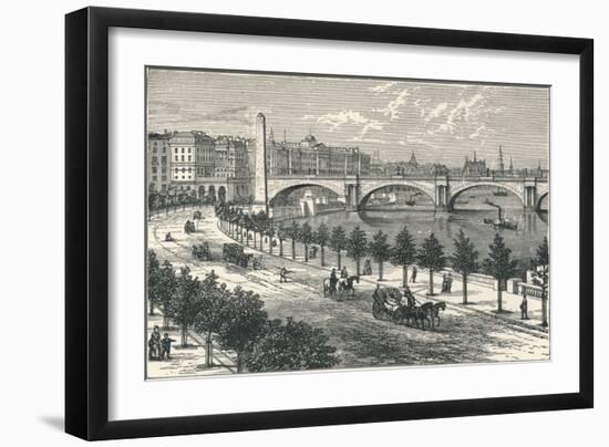 The Thames Embankment, Showing Cleopatras Needle, 1896-null-Framed Giclee Print