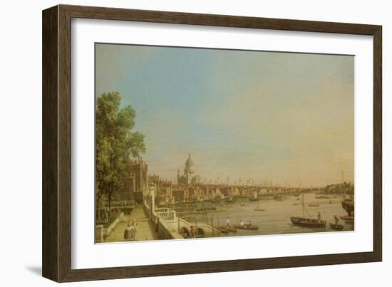 The Thames from the Terrace of Somerset House Looking Towards St. Paul's, c.1750-Canaletto-Framed Giclee Print