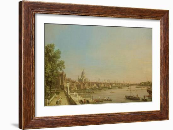 The Thames from the Terrace of Somerset House Looking Towards St. Paul's, c.1750-Canaletto-Framed Giclee Print