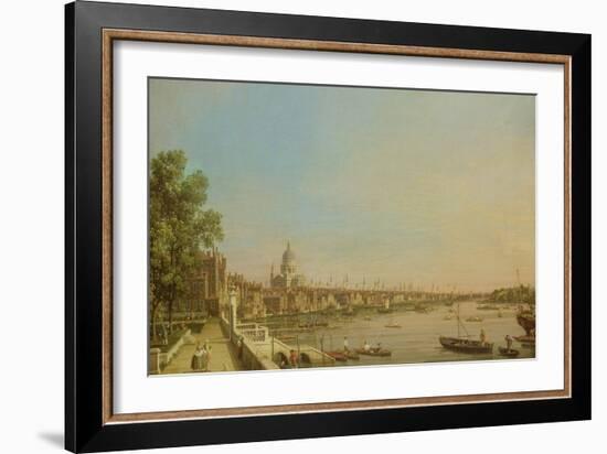 The Thames from the Terrace of Somerset House Looking Towards St. Paul's, c.1750-Canaletto-Framed Giclee Print