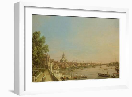 The Thames from the Terrace of Somerset House Looking Towards St. Paul's, c.1750-Canaletto-Framed Giclee Print