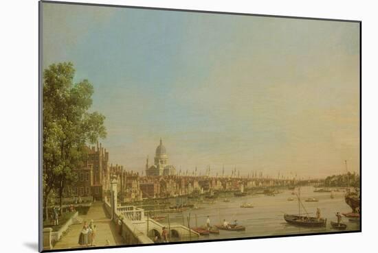 The Thames from the Terrace of Somerset House Looking Towards St. Paul's, c.1750-Canaletto-Mounted Giclee Print