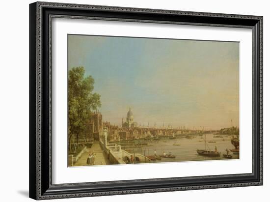 The Thames from the Terrace of Somerset House Looking Towards St. Paul's, c.1750-Canaletto-Framed Giclee Print