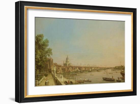 The Thames from the Terrace of Somerset House Looking Towards St. Paul's, c.1750-Canaletto-Framed Giclee Print