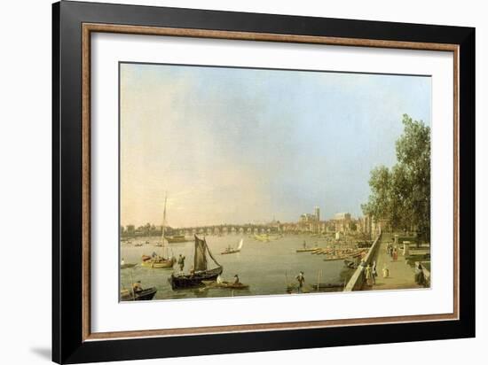 The Thames from the Terrace of Somerset House, Looking Upstream Towards Westminster and Whitehall-Canaletto-Framed Giclee Print