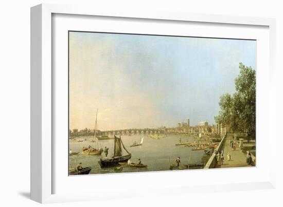 The Thames from the Terrace of Somerset House, Looking Upstream Towards Westminster and Whitehall-Canaletto-Framed Giclee Print